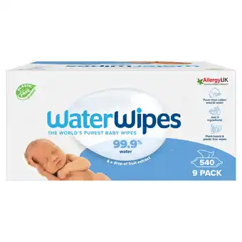 Tesco Waterwipes Biodegradable Baby Wipes 60 Pack X 9 offer