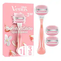 Tesco Gillette Venus Comfortglide Spa Breeze Razor Handle + 3 Blades offer