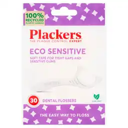 Tesco Plackers 30 Eco Sensitive Dental Flossers Cool Mint offer