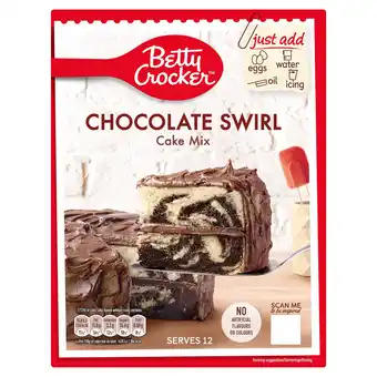 Tesco Betty Crocker Cake Mix - Chocolate Swirl 425g offer