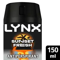Tesco Lynx Antiperspirant Deodorant Aerosol Sunset Fresh 150ml offer