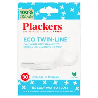 Tesco Plackers 30 Eco Twin-Line Dental Flossers Cool Mint offer