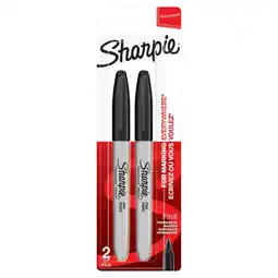 Tesco Sharpie Permanent Markers, Fine Point, Black, 2 Count offer