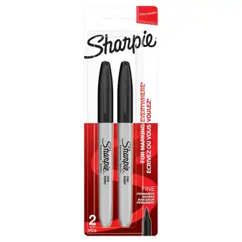 Tesco Sharpie Permanent Markers, Fine Point, Black, 2 Count offer