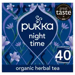 Tesco Pukka Organic Night Time Herbal Tea With Chamomile 40 Sleep Tea Bags 40g offer