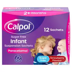 Tesco Calpol Infant Paracetamol Suspension Sachets - Strawberry, Sugar Free 12 X 5ml offer