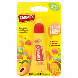 Tesco Carmex Moisturising Lip Balm Peach & Mango Burst 10G offer