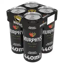 Asda Murphy's Draught Irish Stout 4% ABV Multipack Beer Cans 4x440ml offer