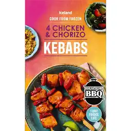 Iceland Iceland 4 Chicken & Chorizo Kebabs 300g offer