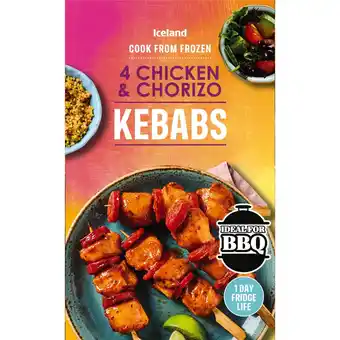Iceland Iceland 4 Chicken & Chorizo Kebabs 300g offer