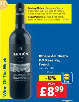 Lidl Ribera del Duero DO Reserva, French offer