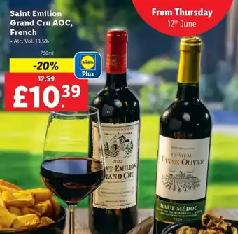 Lidl Saint Emilion Grand Cru AOC, French offer