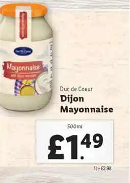 Lidl Duc de Coeur Dijon Mayonnaise offer
