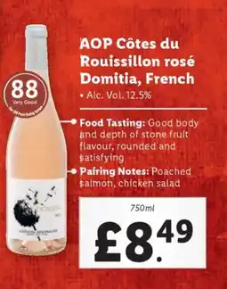 Lidl AOP Côtes du Rouissillon rosé Domitia, French offer