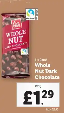 Lidl Fin Carré Whole Nut Dark Chocolate offer
