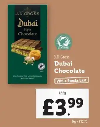 Lidl J.D Gross Dubai Chocolate offer