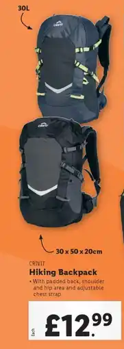 Lidl CRIVIT Hiking Backpack offer