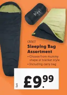 Lidl CRIVIT Sleeping Bag Assortment offer
