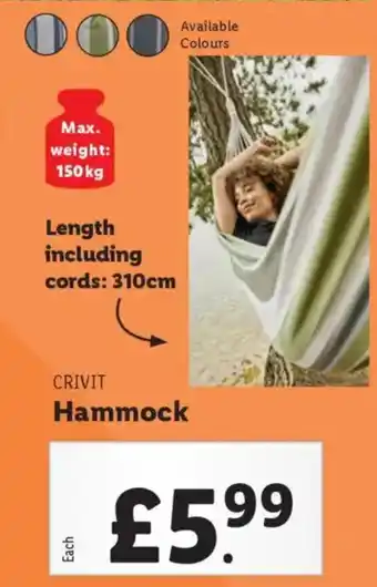 Lidl CRIVIT Hammock offer