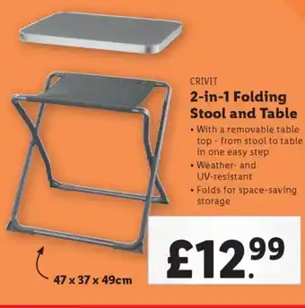 Lidl CRIVIT 2-in-1 Folding Stool and Table offer