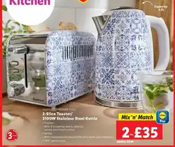Lidl SILVERCREST® KITCHEN TOOLS 2-Slice Toaster/ 3100W Stainless Steel Kettle offer