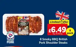 Lidl 8 Smoky BBQ British Pork Shoulder Steaks offer