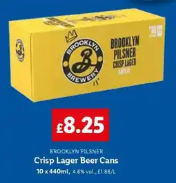 Lidl Brooklyn Pilsner Crisp Lager Beer Cans offer
