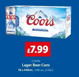 Lidl Coors Lager Beer Cans offer