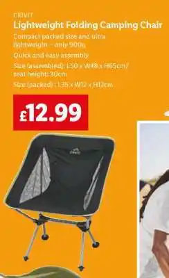Lidl CRIVIT Lightweight Folding Camping Chair offer