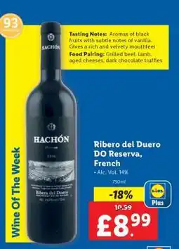 Lidl Ribero del Duero DO Reserva, French offer