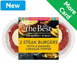 Morrisons Morrisons The Best 2 Beef Steak Burgers With Smoked Cheddar Topper 406g offer