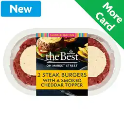 Morrisons Morrisons The Best 2 Beef Steak Burgers With Smoked Cheddar Topper 406g offer