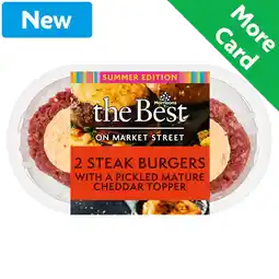 Morrisons Morrisons The Best 2 Beef Steak Burgers With Pickled Cheese Topper 400g offer