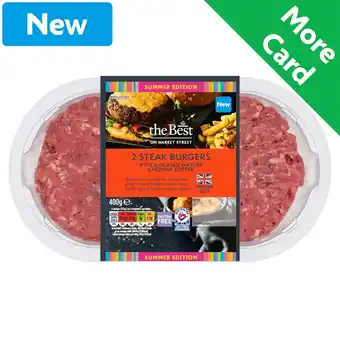 Morrisons Morrisons The Best 2 Beef Steak Burgers With Pickled Cheese Topper 400g offer