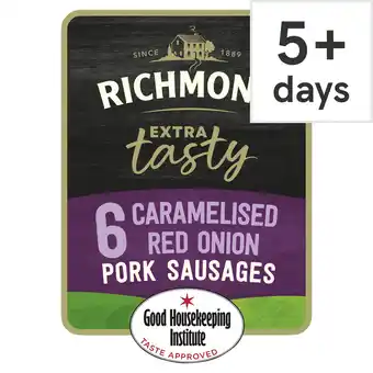 Tesco Richmond Extra Tasty Caramelised Red Onion Pork Sausages 400g offer