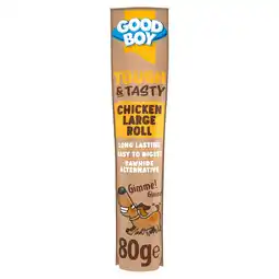 Tesco Good Boy Tough & Tasty Chicken Large Roll 80G offer