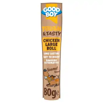 Tesco Good Boy Tough & Tasty Chicken Large Roll 80G offer