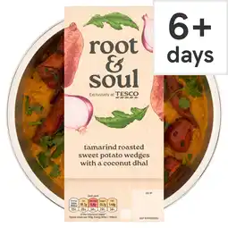 Tesco Root & Soul Tamarind roasted sweet potato wedges with a coconut dhal 380g offer