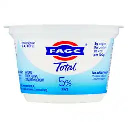 Iceland Fage Total 5% Fat Natural Greek Recipe Strained Yoghurt 150g offer
