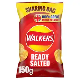Tesco Walkers Legendary Ready Salted Potato Crisps 150g offer