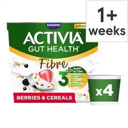 Tesco Activia Fibre Red Berries & Cereals Gut Health Yoghurt 4x115g offer