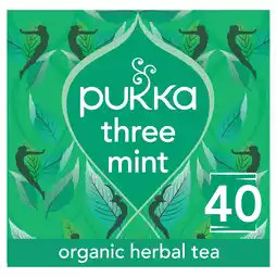 Tesco Pukka Organic Three Mint Tea 40 Digestion Herbal Tea Bags 64g offer