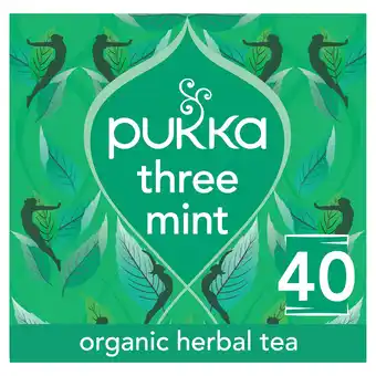 Tesco Pukka Organic Three Mint Tea 40 Digestion Herbal Tea Bags 64g offer