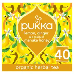 Tesco Pukka Organic Lemon, Ginger & a touch of Manuka Honey 40 Immunity Herbal Tea Bags 68g offer