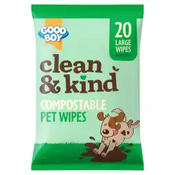 Tesco Good Boy Clean & Kind Pet Dog Wipes 20 Pack offer