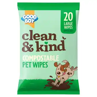 Tesco Good Boy Clean & Kind Pet Dog Wipes 20 Pack offer
