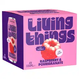 Tesco Living Things Raspberry & Pomegranate Soda 4x 330ml offer