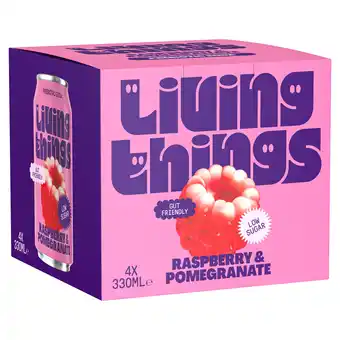 Tesco Living Things Raspberry & Pomegranate Soda 4x 330ml offer