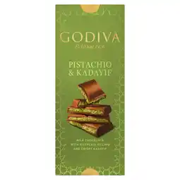 Tesco Godiva Pistachio & Kadayif Milk Chocolate 122g offer
