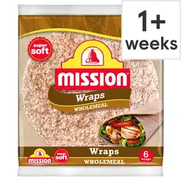 Tesco Mission Wholemeal Tortilla Wraps 6 Pack 367g offer